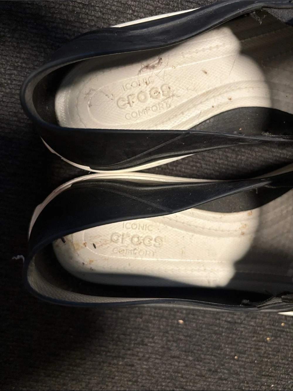 CROCS Men's Black Perforated Slip-On Loafers with White Sole